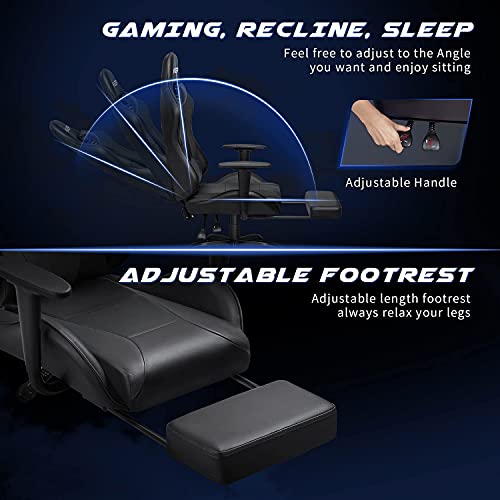 Homall Gaming Chair with Massage, Footrest, and Swivel