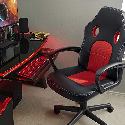 KaiMeng High Back Leather Gaming Chair, Red