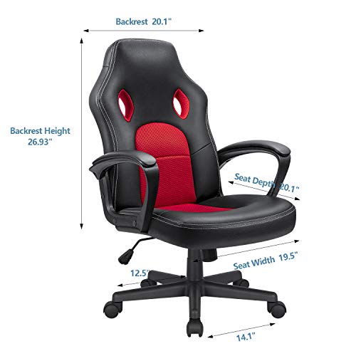 KaiMeng High Back Leather Gaming Chair, Red