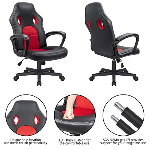 KaiMeng High Back Leather Gaming Chair, Red