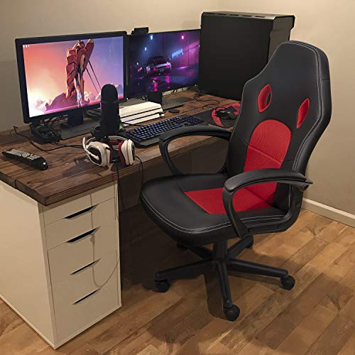KaiMeng High Back Leather Gaming Chair, Red