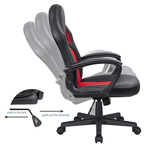 KaiMeng High Back Leather Gaming Chair, Red