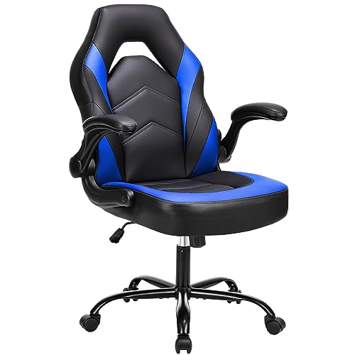 OLIXIS Office Gaming Chair, Blue PU Leather Swivel