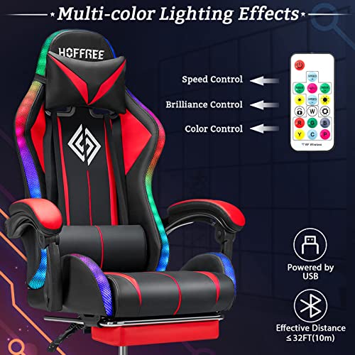 Red and Black RGB Gaming Chair with Bluetooth Speakers