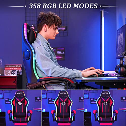 Red and Black RGB Gaming Chair with Bluetooth Speakers