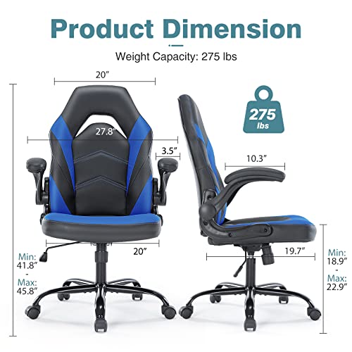 OLIXIS Office Gaming Chair, Blue PU Leather Swivel