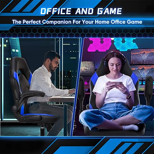 OLIXIS Office Gaming Chair, Blue PU Leather Swivel
