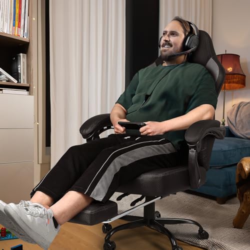 Large Gaming Chair with Footrest, Headrest, and Lumbar Support
