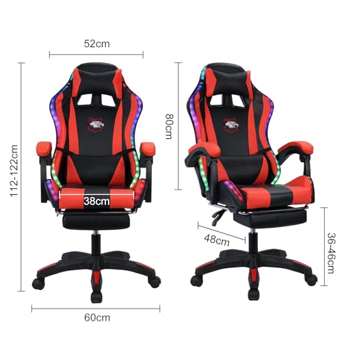 2024 Ergonomic Gaming Chair with Bluetooth Speakers & LED Lights