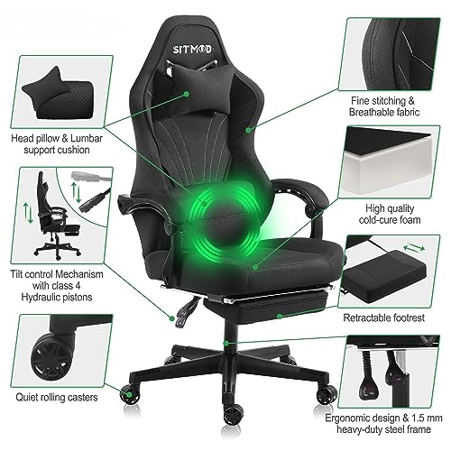 Ulody Big and Tall Gaming Chair with Footrest