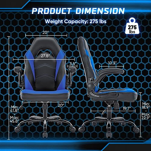 OLIXIS Office Gaming Chair, Blue PU Leather Swivel