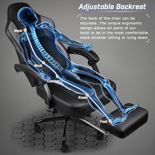 Large Gaming Chair with Footrest, Headrest, and Lumbar Support