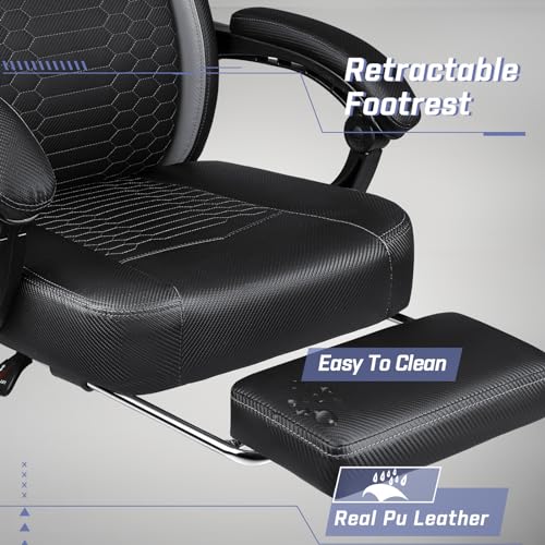 Large Gaming Chair with Footrest, Headrest, and Lumbar Support