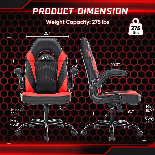 OLIXIS Red Leather Gaming Chair for Big & Tall