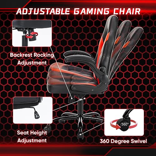 OLIXIS Red Leather Gaming Chair for Big & Tall