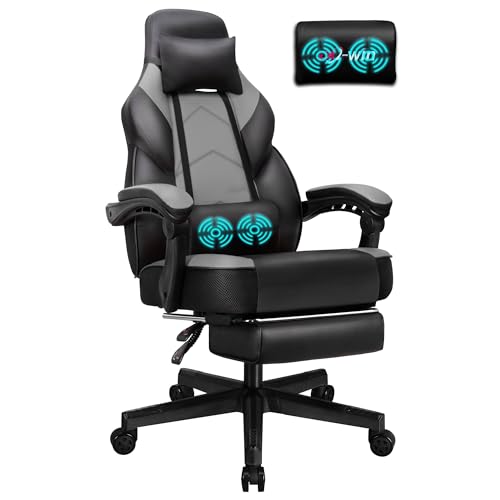 Meilocar Gaming Chair with Footrest, Massage Lumbar Support
