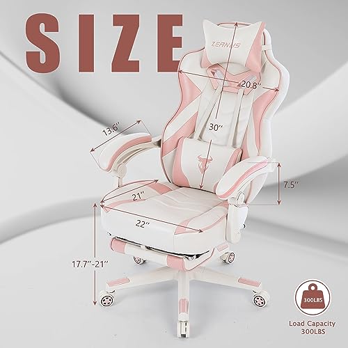 Zeanus Pink Gaming Chair for Adults with Footrest