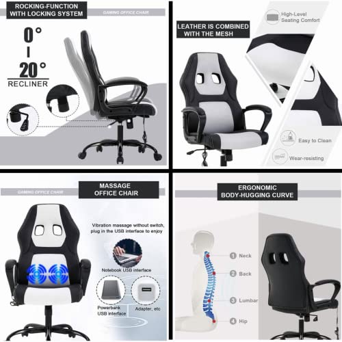Tyyps Ergonomic High Back Gaming Chair - White