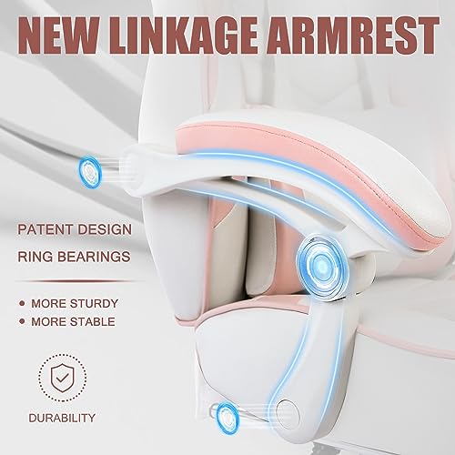 Zeanus Pink Gaming Chair for Adults with Footrest