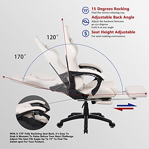 Dowinx Vintage Gaming Chair with Massage Lumbar Support