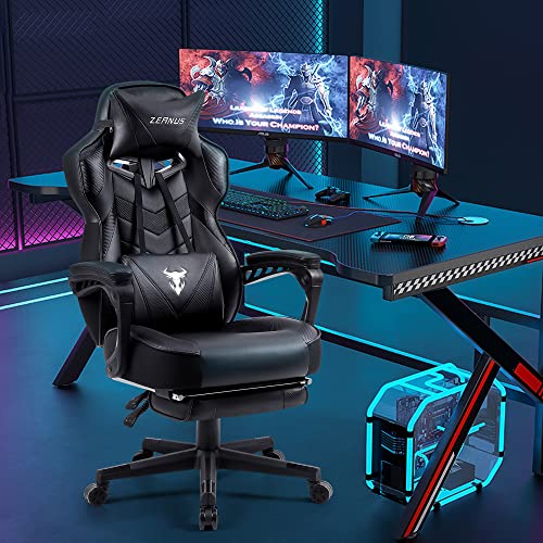 Zeanus Gaming Chair with Footrest for Adults, Massage, Racing