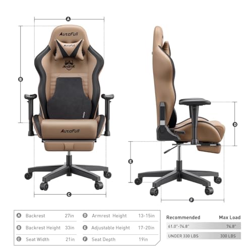 Brown AutoFull Gaming Chair with Lumbar Support