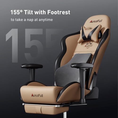 Brown AutoFull Gaming Chair with Lumbar Support