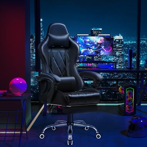 Shahoo Gaming Chair with Footrest, Massage, Ergonomic Design