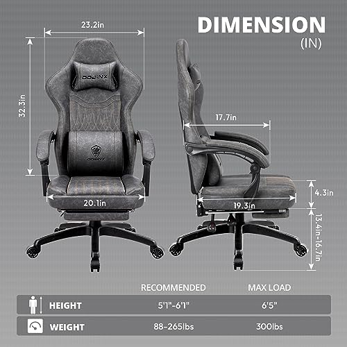Gray Dowinx Gaming Chair with Massage and Footrest