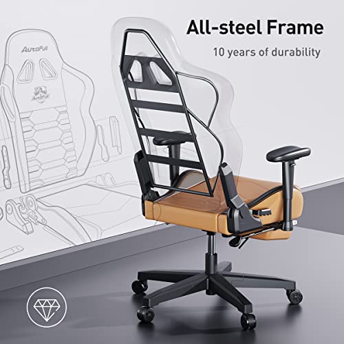 Brown AutoFull Gaming Chair with Lumbar Support