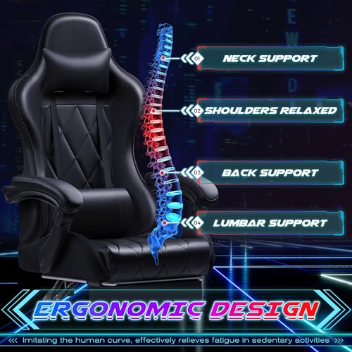 Shahoo Gaming Chair with Footrest, Massage, Ergonomic Design