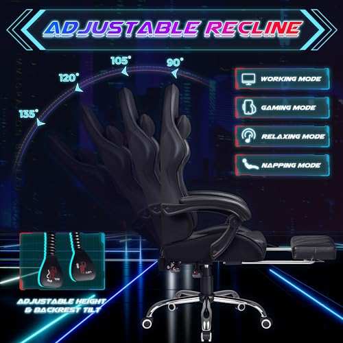 Shahoo Gaming Chair with Footrest, Massage, Ergonomic Design