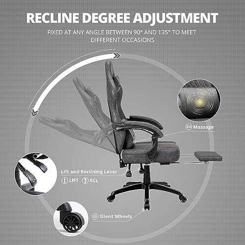Gray Dowinx Gaming Chair with Massage and Footrest
