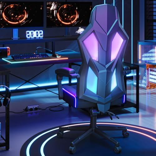 RGB LED Gaming Chair with Breathable Fabric, Linkage Armrests