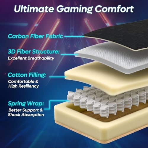 RGB LED Gaming Chair with Breathable Fabric, Linkage Armrests