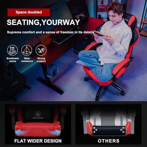 Red GTPLAYER Gaming Chair with Footrest and Massage