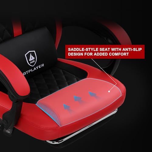 Red GTPLAYER Gaming Chair with Footrest and Massage