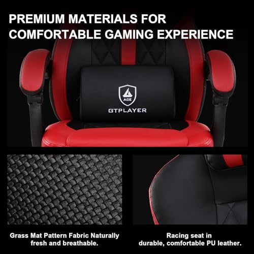 Red GTPLAYER Gaming Chair with Footrest and Massage