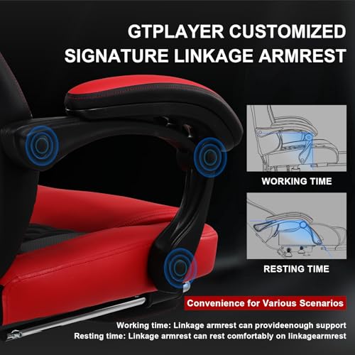 Red GTPLAYER Gaming Chair with Footrest and Massage