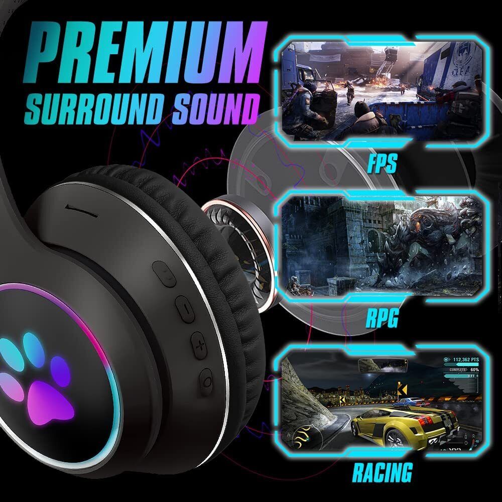 LED Gaming Headset with Cat Ears - PS4/PS5