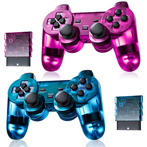 PS2 Wireless Controller - Dual Vibration ClearBlue ClearPurple