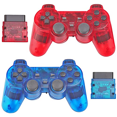 2-Pack TAKESH Wireless PS2 Controllers, Double Shock 2.4G