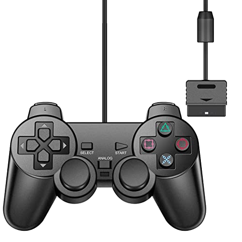 PS2 Wired Controller, Black Remote Gamepad 7.2FT Cable