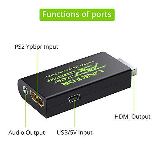 LiNKFOR PS2 to HDMI Converter with 3.5mm Audio