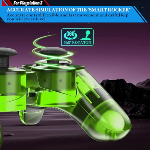 PS2 Double Shock Controller 2 Pack (Clear Green/Blue)