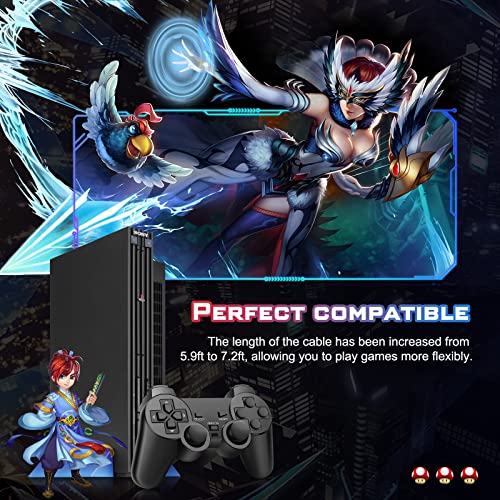 PS2 Wired Controller, Black Remote Gamepad 7.2FT Cable