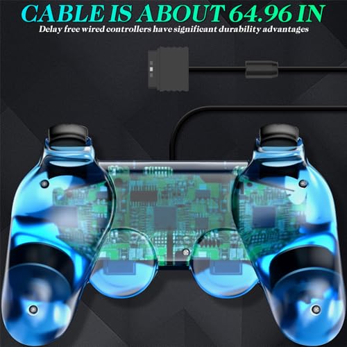 PS2 Double Shock Controller 2 Pack (Clear Green/Blue)