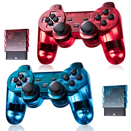 ClearBlue and ClearRed Wireless PS2 Play 2 Controller