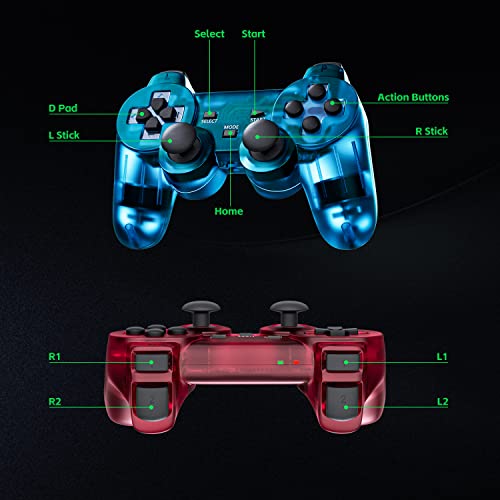 ClearBlue and ClearRed Wireless PS2 Play 2 Controller