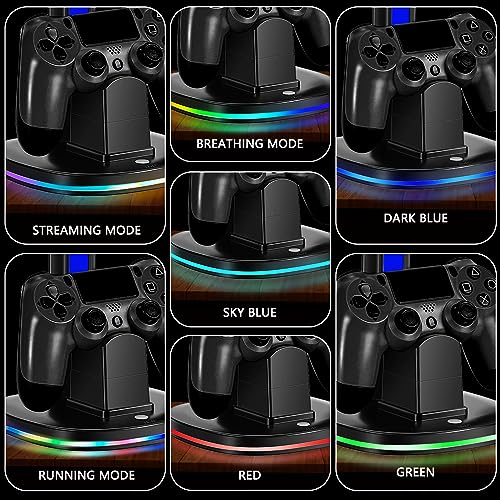 PS4 Controller Charger with RGB Headphone Stand Dock